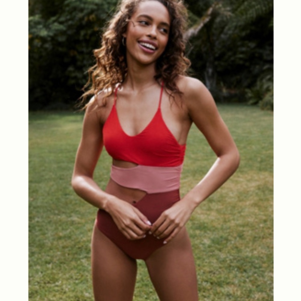 PQ Swim Red and Pink One Piece Swimsuit